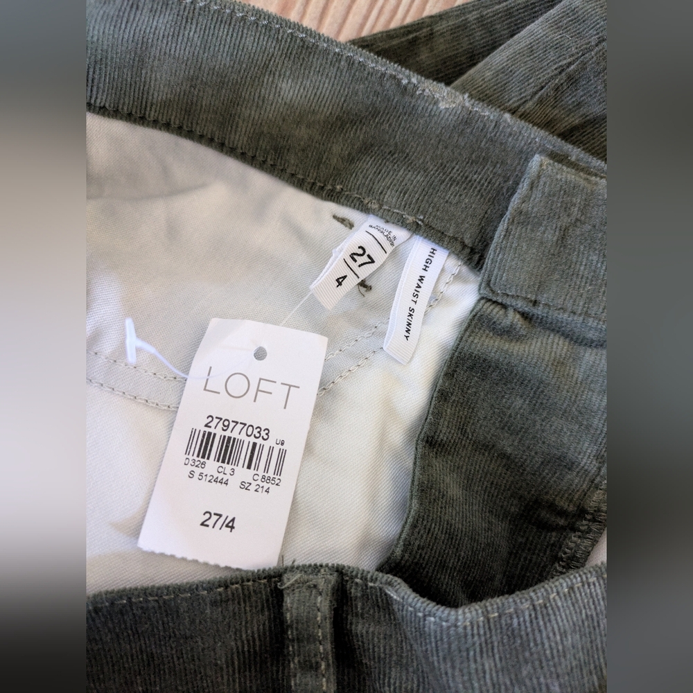 Loft High Waist Skinny Denim Corduroy Forest Green Women's Jeans 27 4 NWT - Picture 4 of 6